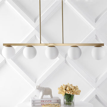 Luca Parisian 45.5" Modern Glam Iron Globe Linear LED Pendant - JONATHAN Y